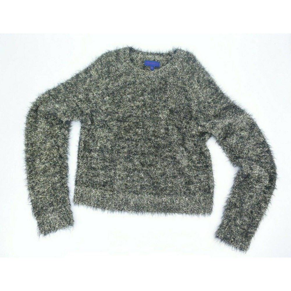 Aeropostale Womens Black Gold Tinsel Crew Neck Holiday Sweater Size XL